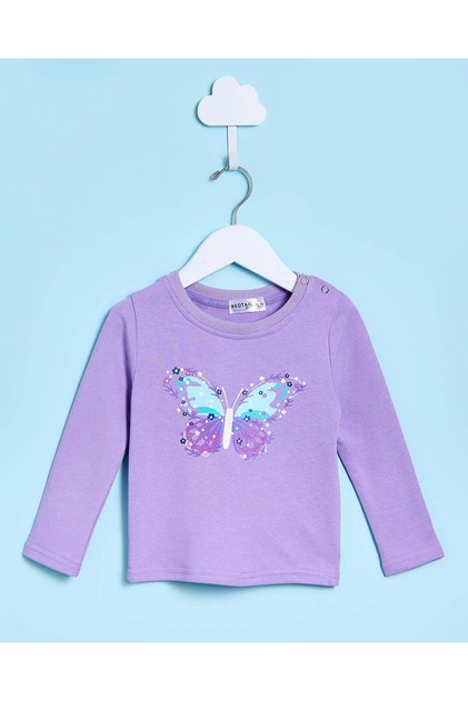Infant Girls Purple Printed Casual T-Shirt