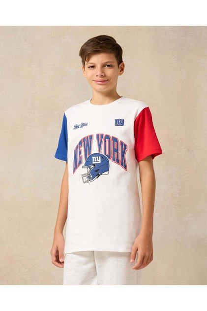Senior Boys White Over Size NY Giants T-Shirt
