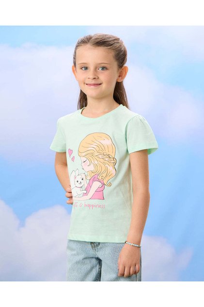 Girls Mint Printed T-Shirt