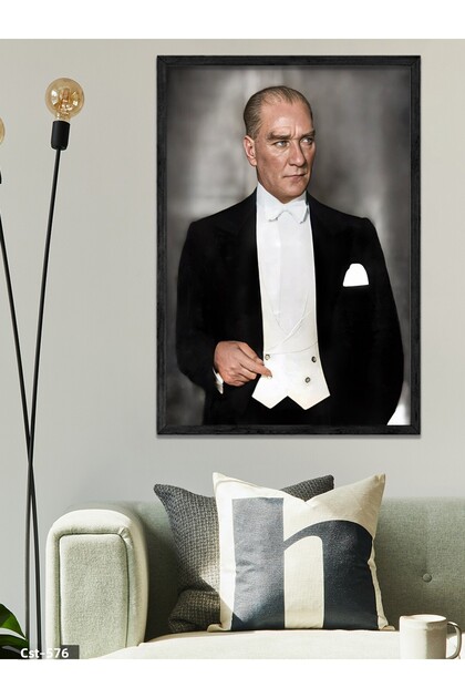 Mustafa Kemal Atatürk One Piece Black Wooden Framed Painting