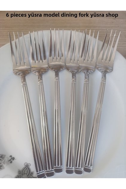 6 Yüsra Model Dinner Forks (Stainless Steel) Are Suitable for Daily Use.