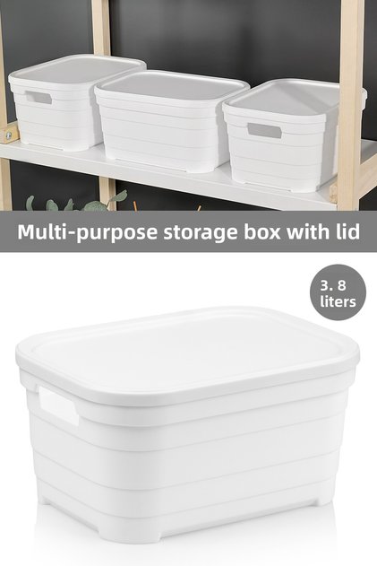 1 Piece Decorative Pyramid Storage Box with Lid - Closet Organizer 3.8 Liters White