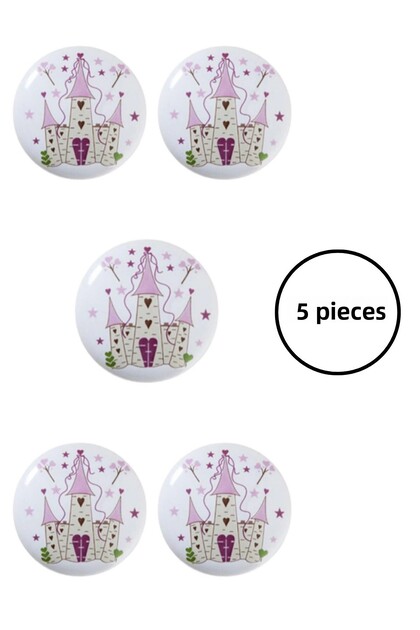 5 Pieces Porcelain Princess Castle Patterned Children's Room Furniture Handle Ceramic Drawer Cabinet Knob