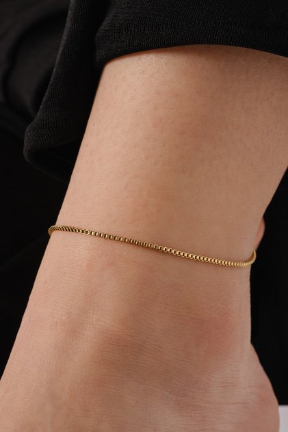 Steel Box Square Chain Anklet Suitable for Daily Use in the Sea, Does Not Tarnish, Thin Box Chain 1mm 22Cm+4Cm