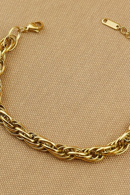 Steel Bracelet - Interlocking Oval Ring 316L Steel Non-Tarnish Non-Fade Trend Steel Bracelet 18+5 cm