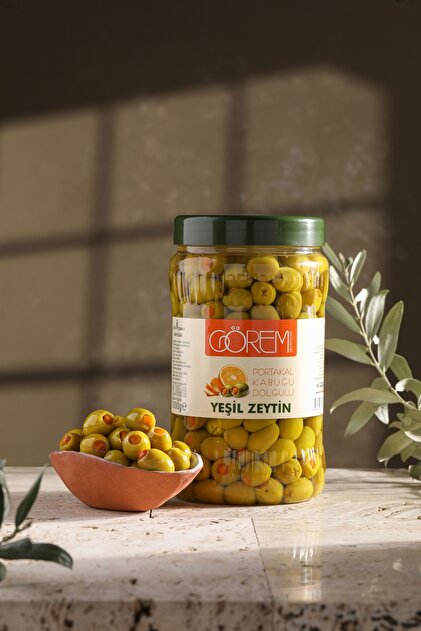 Görem Zeytin Taze Portakal Kabuğu Dolgulu Yeşil Zeytin 1 Kg