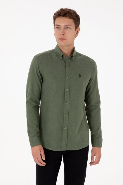 Men's Khaki Long Sleeve Basic Shirt 50316721-VR027