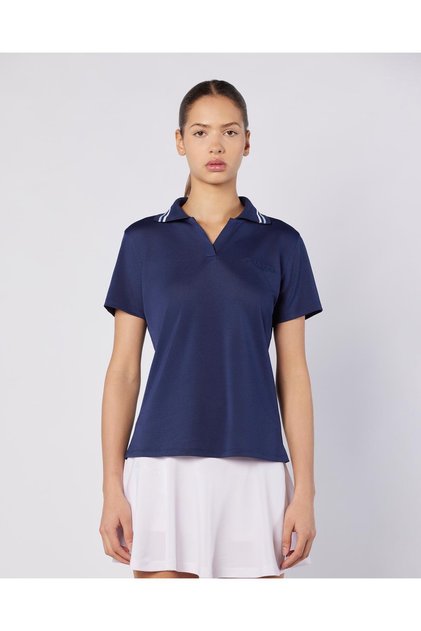 Elegance Polo Wmn Women's Navy Blue Regular Polo Collar T-Shirt