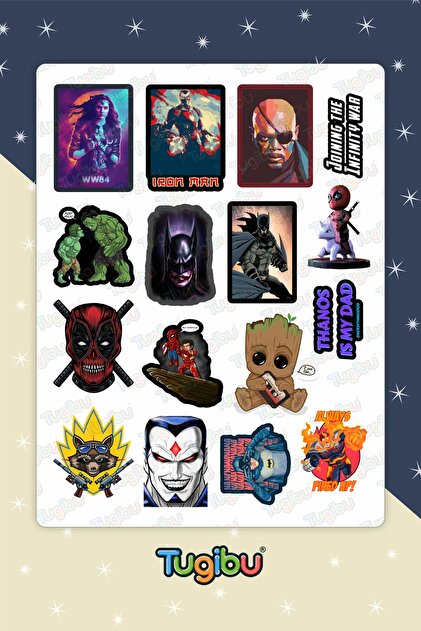 TUGİBU Marvel Sticker Set, Super Heroes Themed Sticker Set, 40