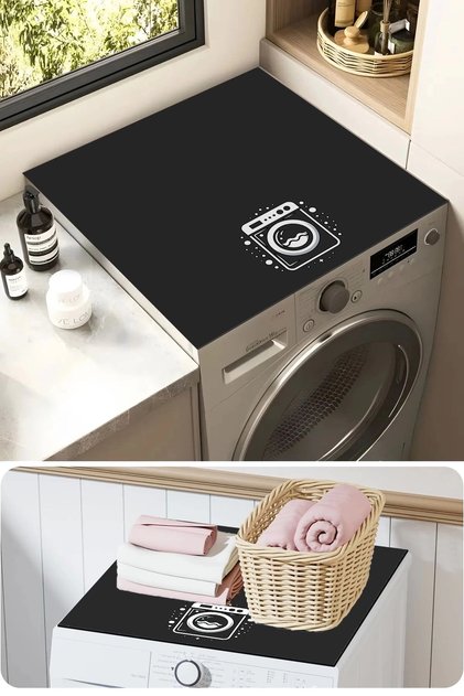 Clothes Dryer Top Organizer Mat Liquid-Proof Cover Mocha Laundry Black