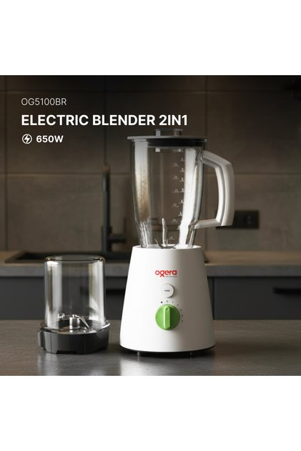 2-in-1 Electric Blender 650W | High-Speed Food Blender with Grinder Jar | Stainless Steel Blad