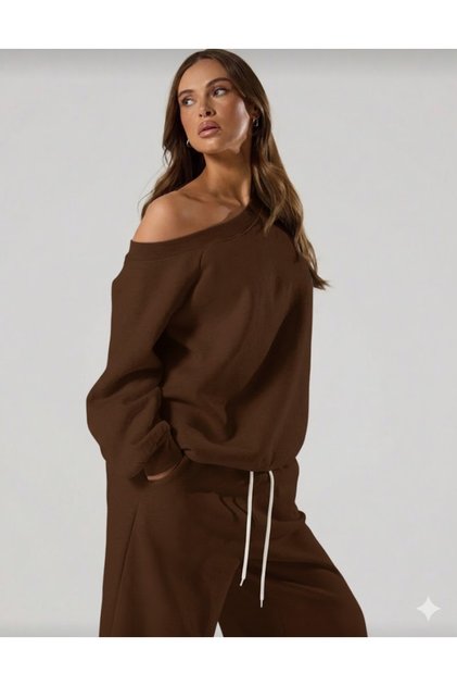 Women's Off-Shoulder Oversize Basic Sweatshirt 0035
