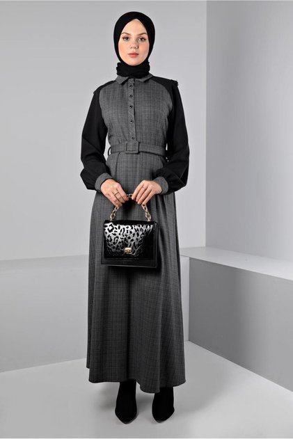 Patterned Buttoned Dress 43404