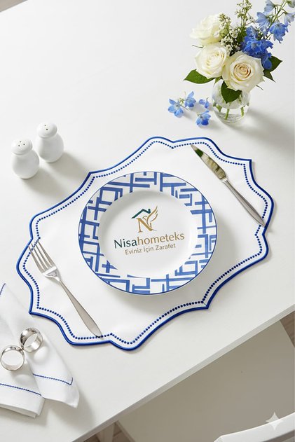 2 Pieces Embroidered Linen American Service - Linen Plate