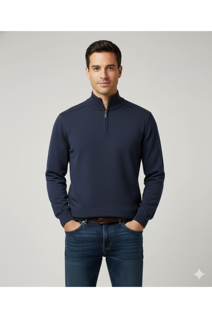 Half Fishing Zipper Men's Knitwear Sweater