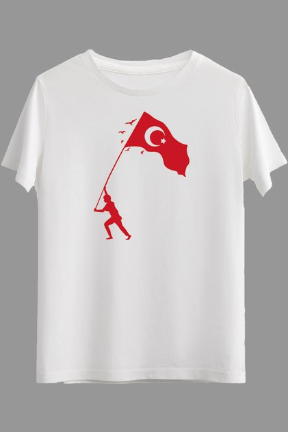 Cotton Pack White May 19Th October 29Th Youth Flag Printed Crew Neck Short Sleeve T-Shirt