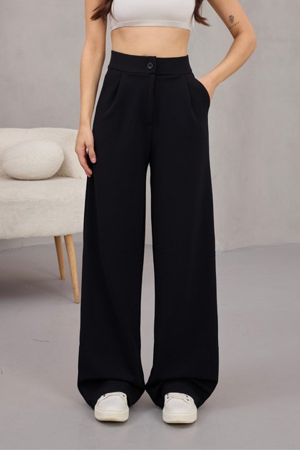 Pantaloni palazzo largi din lycra pentru femei