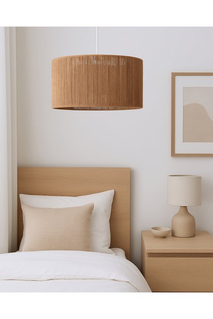 El Yapımı Jüt İpli Bohem Tavan Lambası - Avize / Salon ,Yatak Odası ,Oturma Odası,Ofis,Mutfak,Balkon