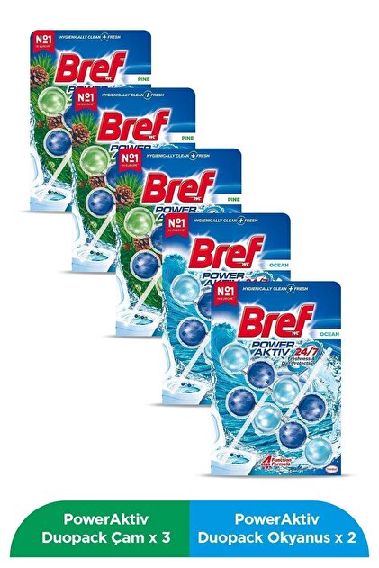 Bref Wc Power Aktiv Duopack Katı Tuvalet Bloğu 3 Çam 2 Okyanus, 5