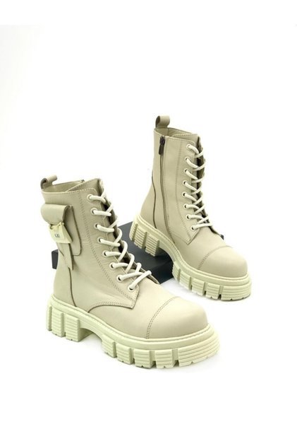 Women's Genuine Leather Boots Tüyat Beige
