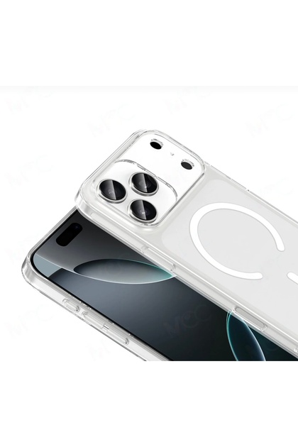SOLİD CASE iPhone 17 Pro Max Sararmaz MagsafeŞeffaf Mika Tam