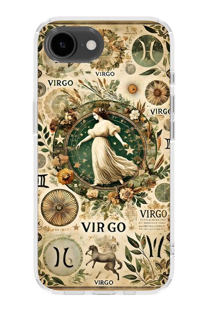 iPhone 17E Compatible Virgo Zodiac Patterned Transparent Phone Case