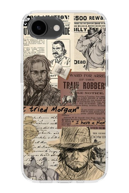 iPhone 17E Compatible Western Patterned Transparent Phone Case