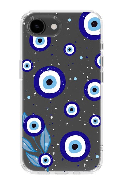 iPhone 17E Compatible Night Nazar Patterned Transparent Phone Case