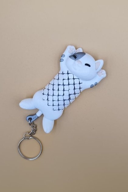 Kedi Hareketli Anahtarlık Çanta Süsü Charm