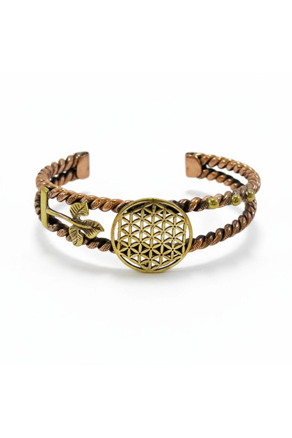 Copper Bracelet with Flower of Life Figure