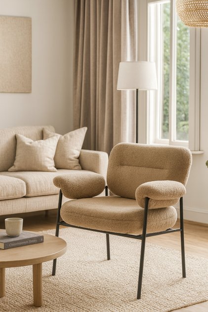 Brown Bouclé Sofa Chair