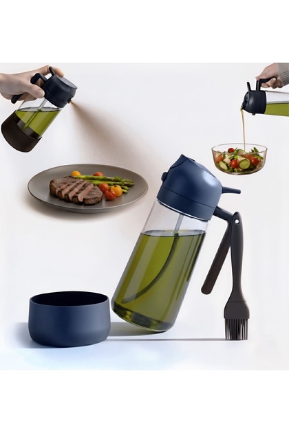 Pulverizator de Ulei 2 in 1 Dozator de Ulei de Masline pentru Gatit, Sticla de 470 ml