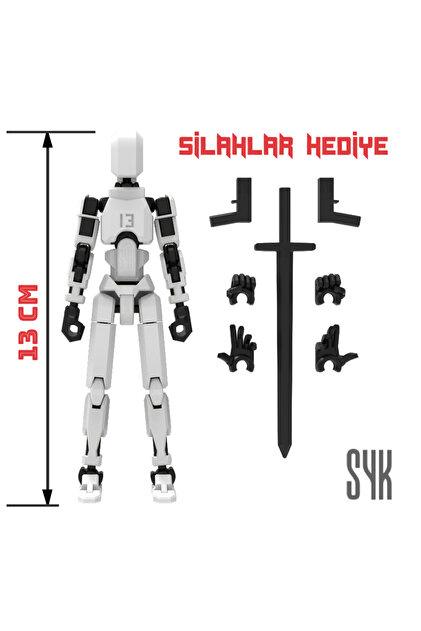 SYK Design Robot 13 Dummy Beyaz Siyah Tüm Eklemleri Hareketli