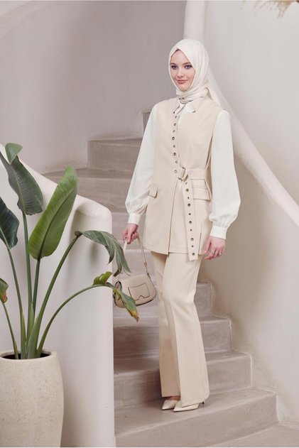 طقم سروال مع سترة بحزام 45383