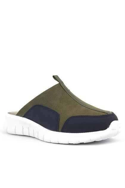 Medical Genuine Leather Khaki Black Comfort Sports Slippers