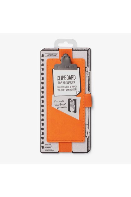 Bookaroo Clipboard Elastic Pen Holder with Clip Orange
