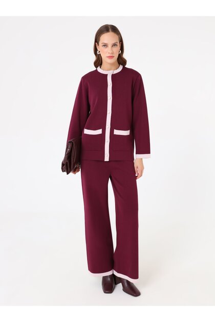 Premium Tunic & Trousers Two-Piece Set with Contrast Color Detail - Murdum -