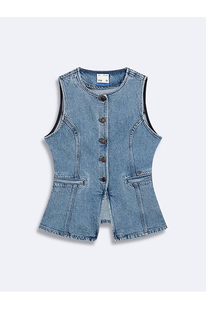 Vestă din denim Dıora, fără mâneci, cu nasturi