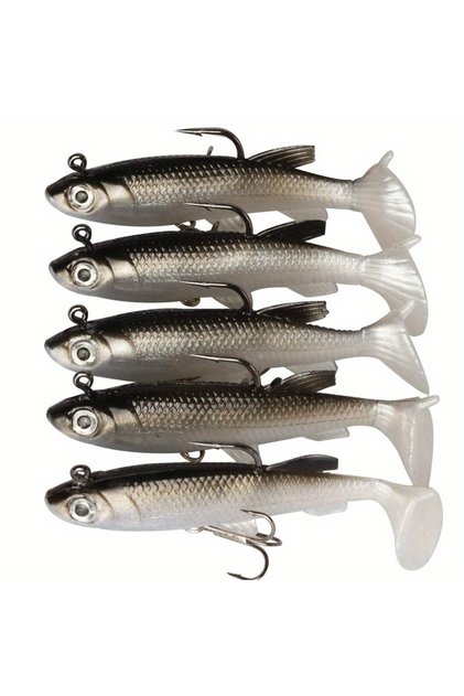 5PCS 5pcs/Lot Jig Hook Silicone Soft Bait Set Swimbait 8cm 12.5g Fishing Wobblers Artificial Rubber