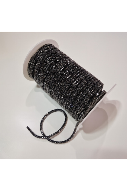 6 mm Anthracite Stone Cord Round Strip Stone Decoration Applique 1 Meter
