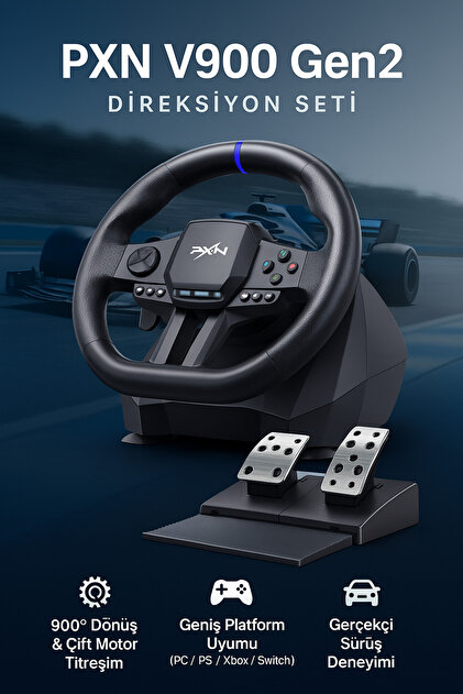 Coverzone Direksiyon Seti – 900° Dönüş, Çift Motor Titreşim, Hall