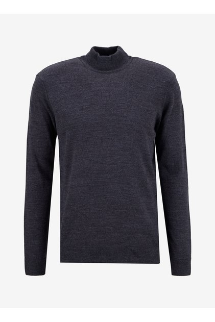 Dik Yaka Basic Düz Antrasit Erkek Kazak PBF5WM-KZK9556