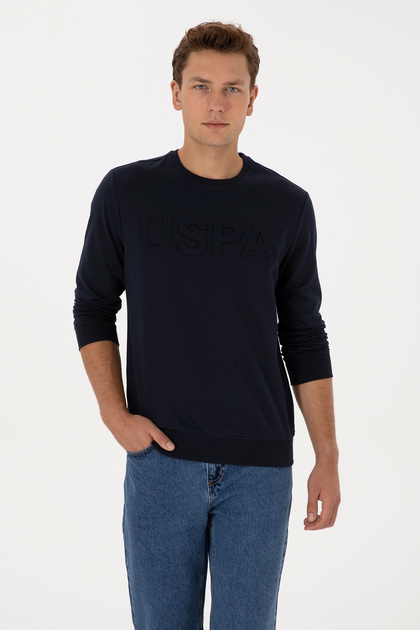 Men's Regular Fit Crew Neck Navy Blue Basic Sweatshirt 50307793-Vr033