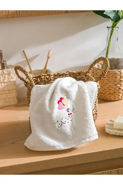 Lcw Home Ecru Floral Embroidered Cotton Face Towel 50X80 cm