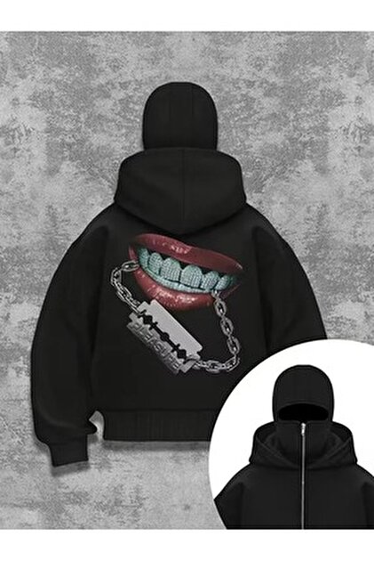 1blood Gothic Cross Baskılı Kar Maskeli Ninja Unisex Sweatshirt