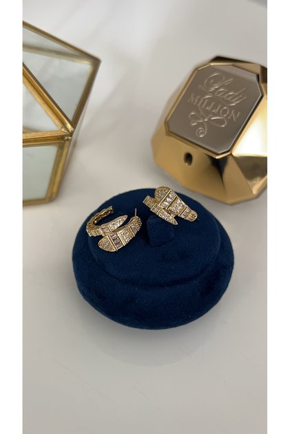 KARARMAZ GOLD FULL ZİRKON TAŞLI YILAN KÜPE