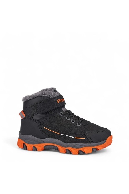 2082 Orthopedic Boys' Preschool Black/Orange Waterproof Outdoor Boots with Furry Inside