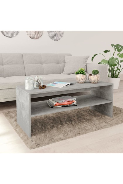 Coffee Table Concrete Grey 100x40x40 cm Engineered Wood
