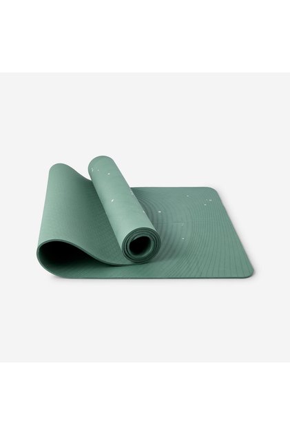 Covoraș de yoga Kimjaly - 5 mm - verde închis/bej