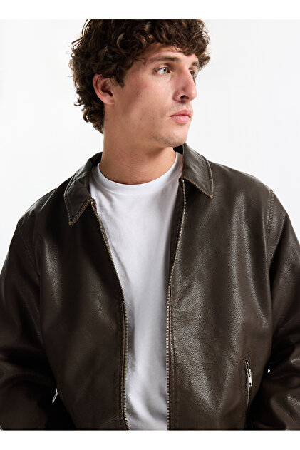 Jack & Jones Kahve Erkek Mont 12278839_JJECASABLANCA PU JACKET NO